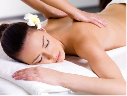 Woman enjoying Swedish massage
