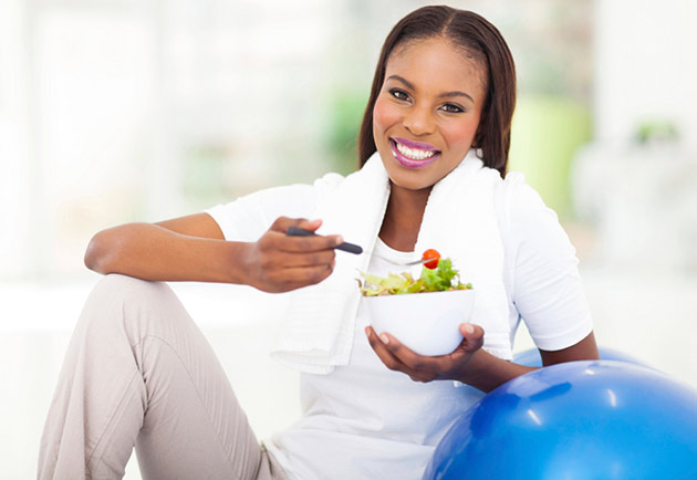 Woman enjoying a salad