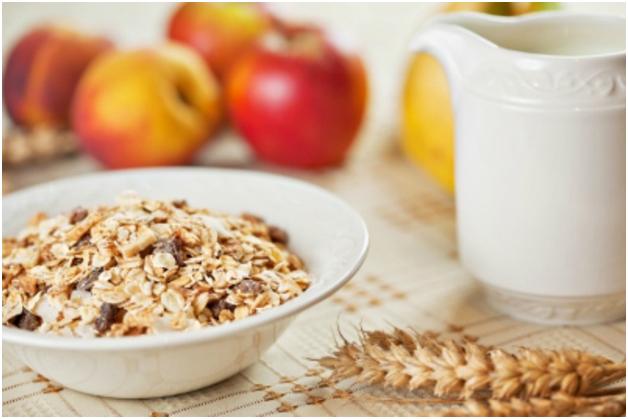 Muesli in a bowl on table