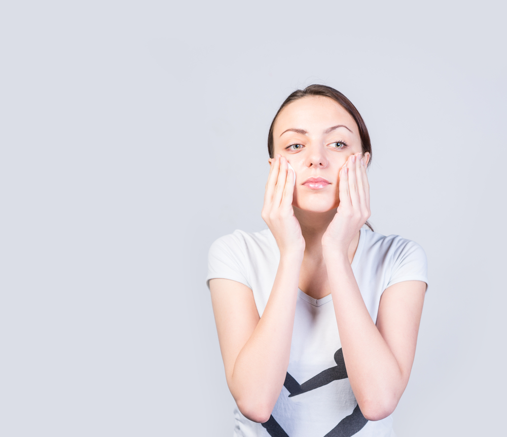 Woman touching her lips