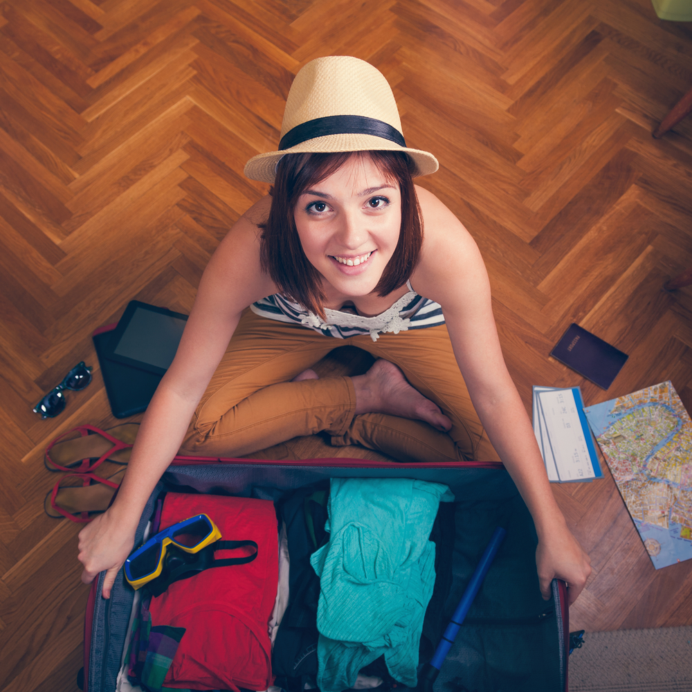 Woman packing her bag
