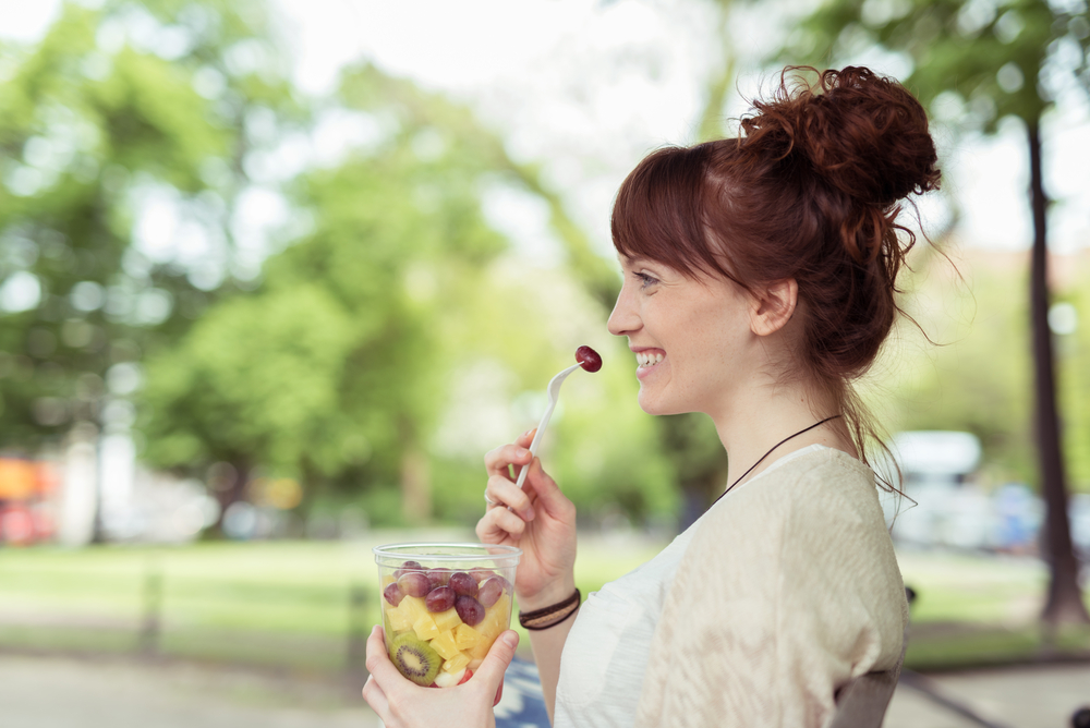 Woman eating a salad