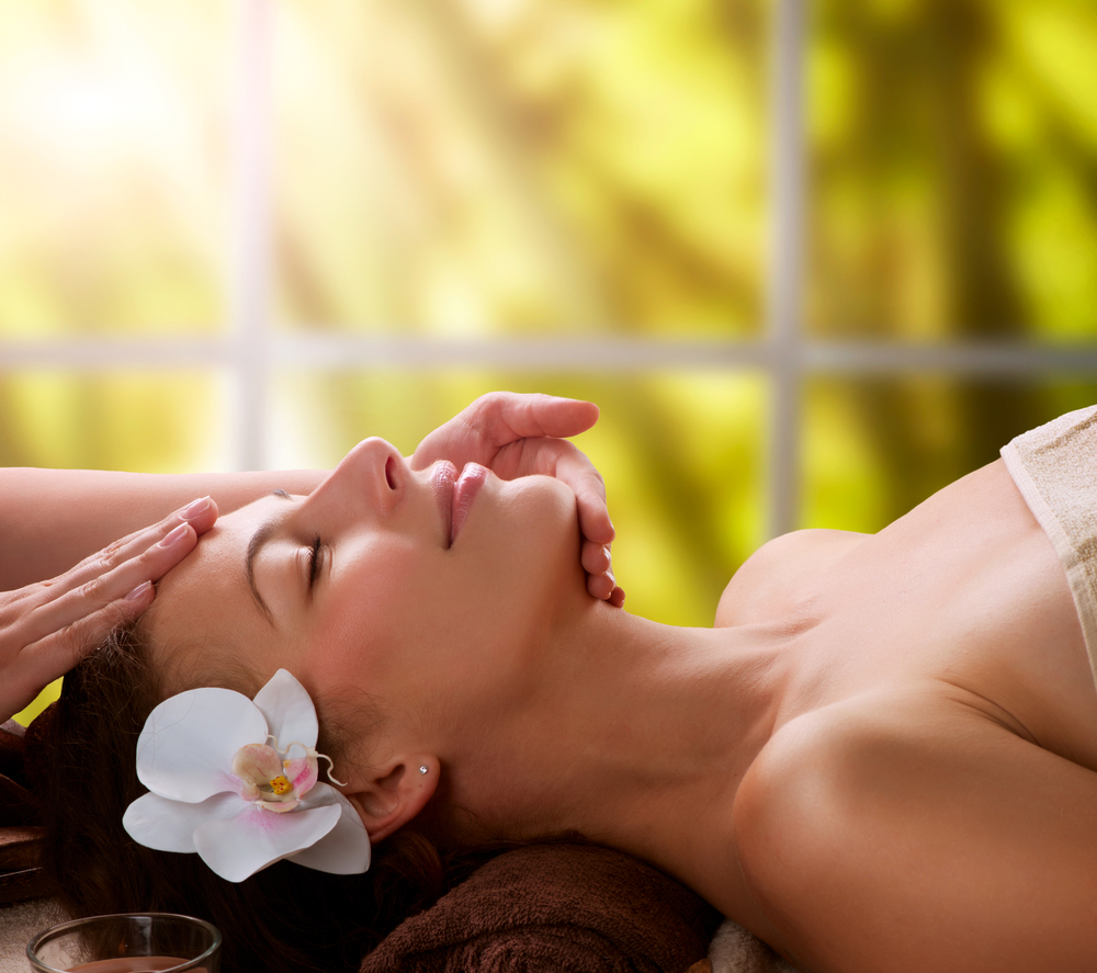 Women enjoying facial massage