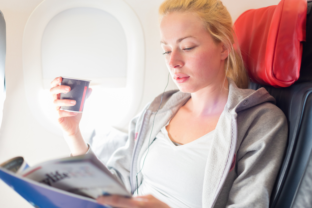 Woman on a plane