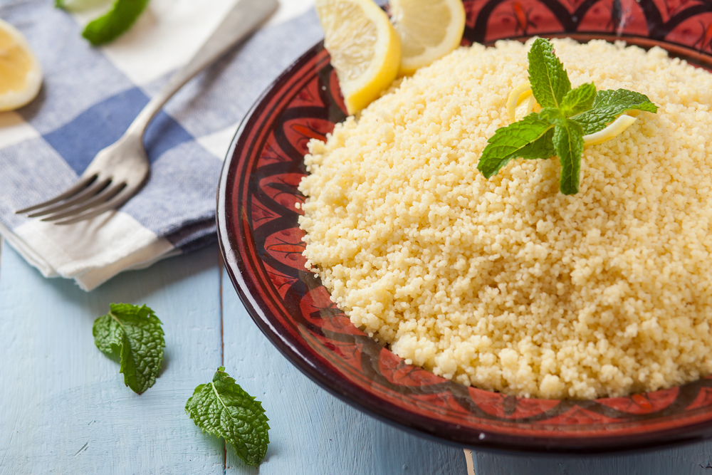 Fresh couscous on plate