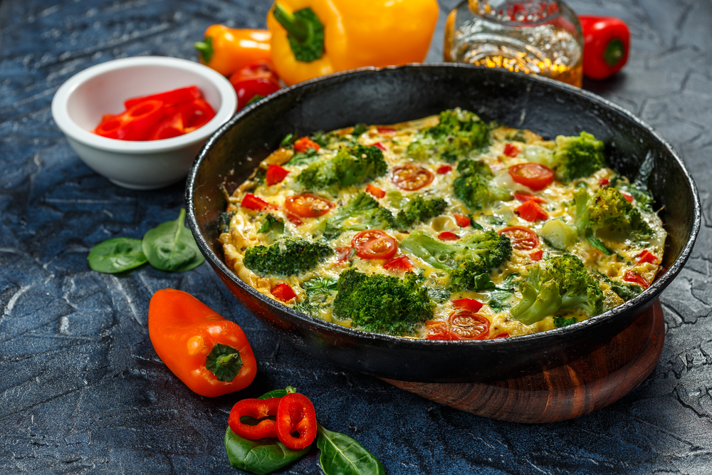 Healthy broccoli meal in a pan