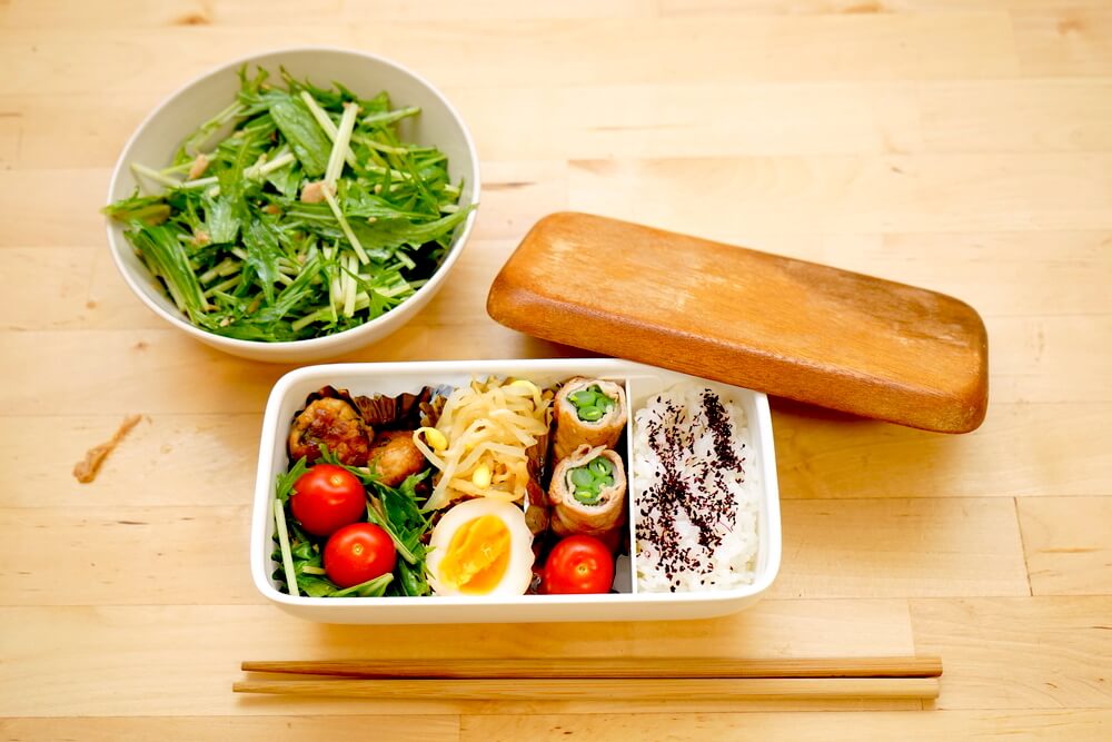 Bento lunch on wooden table