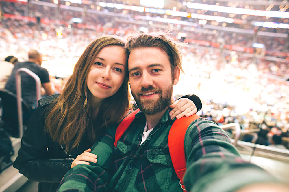 couple at live game