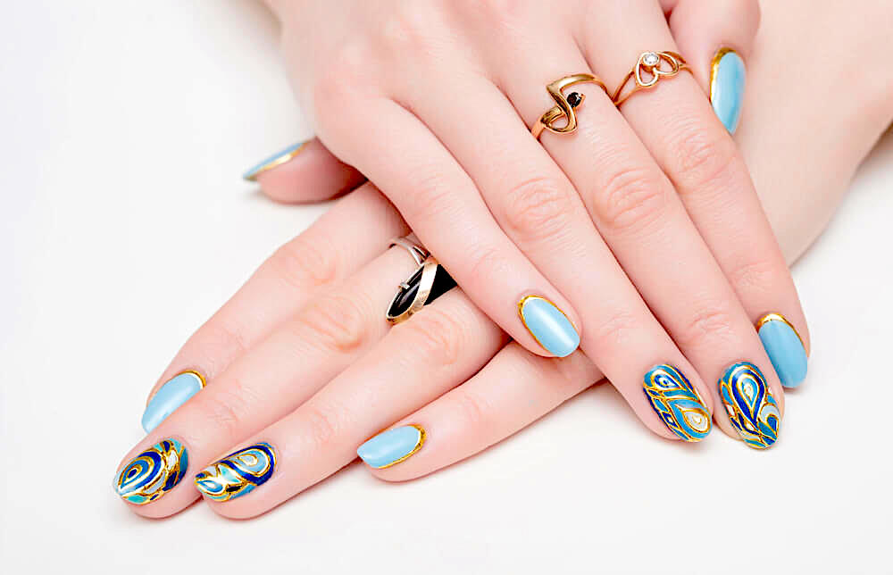 Elegant blue nail art