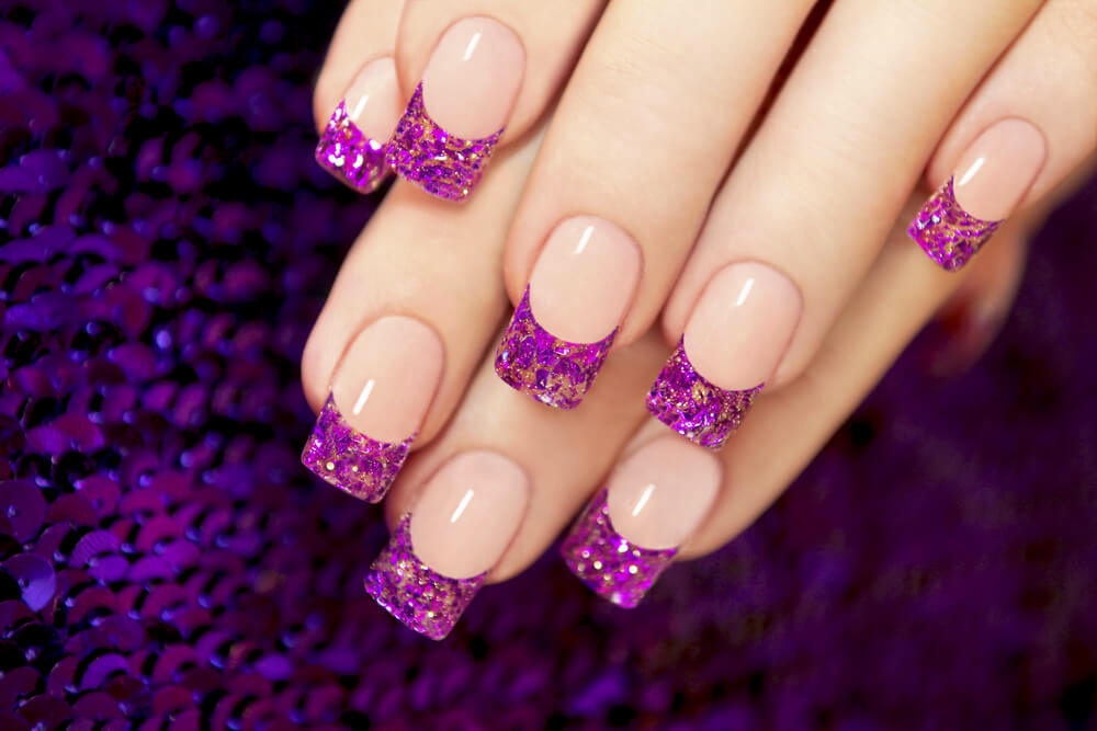 bright purple tips nail art