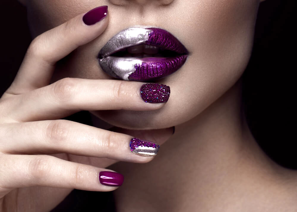 8. Bold Purple and Black Wedding Nail Art - wide 2