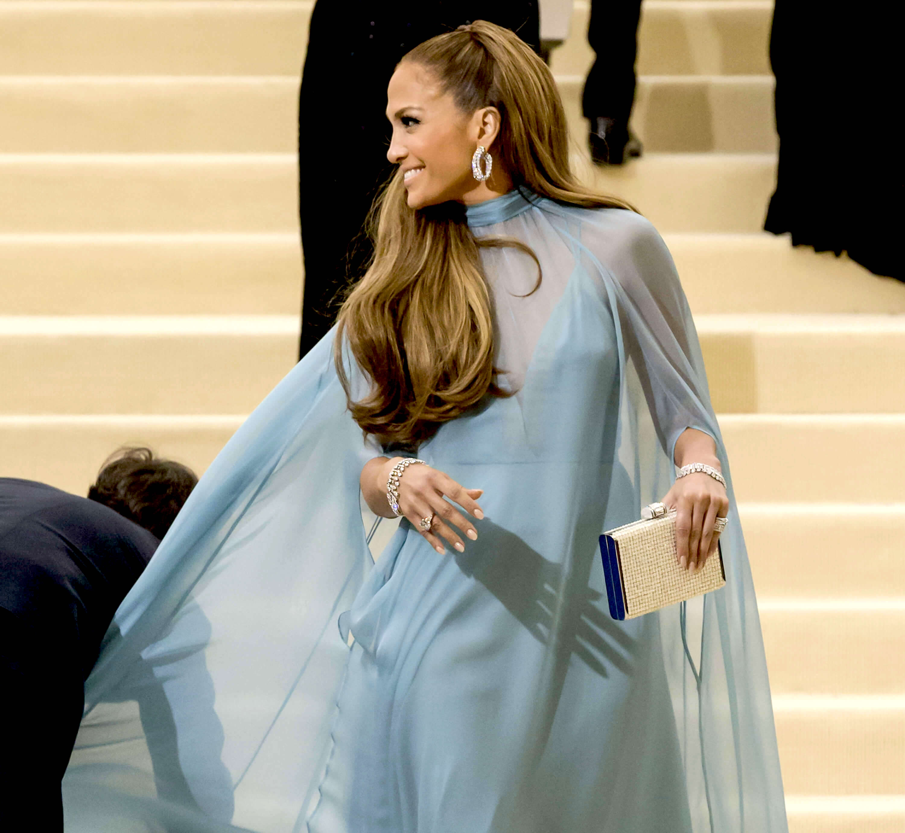 Jennifer Lopez in a blue dress