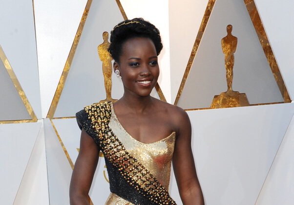 Lupita Nyong'o in gold dress at the Oscars 2018