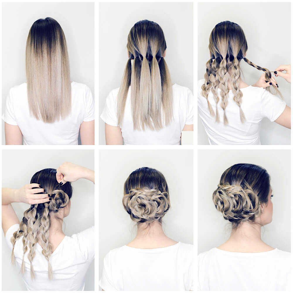 Hairstyle tutorial on braided bun 