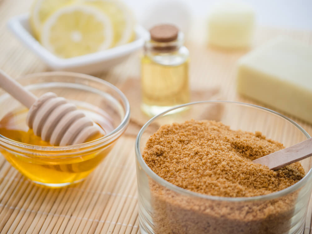 Brown sugar and honey for homemade lip scrub