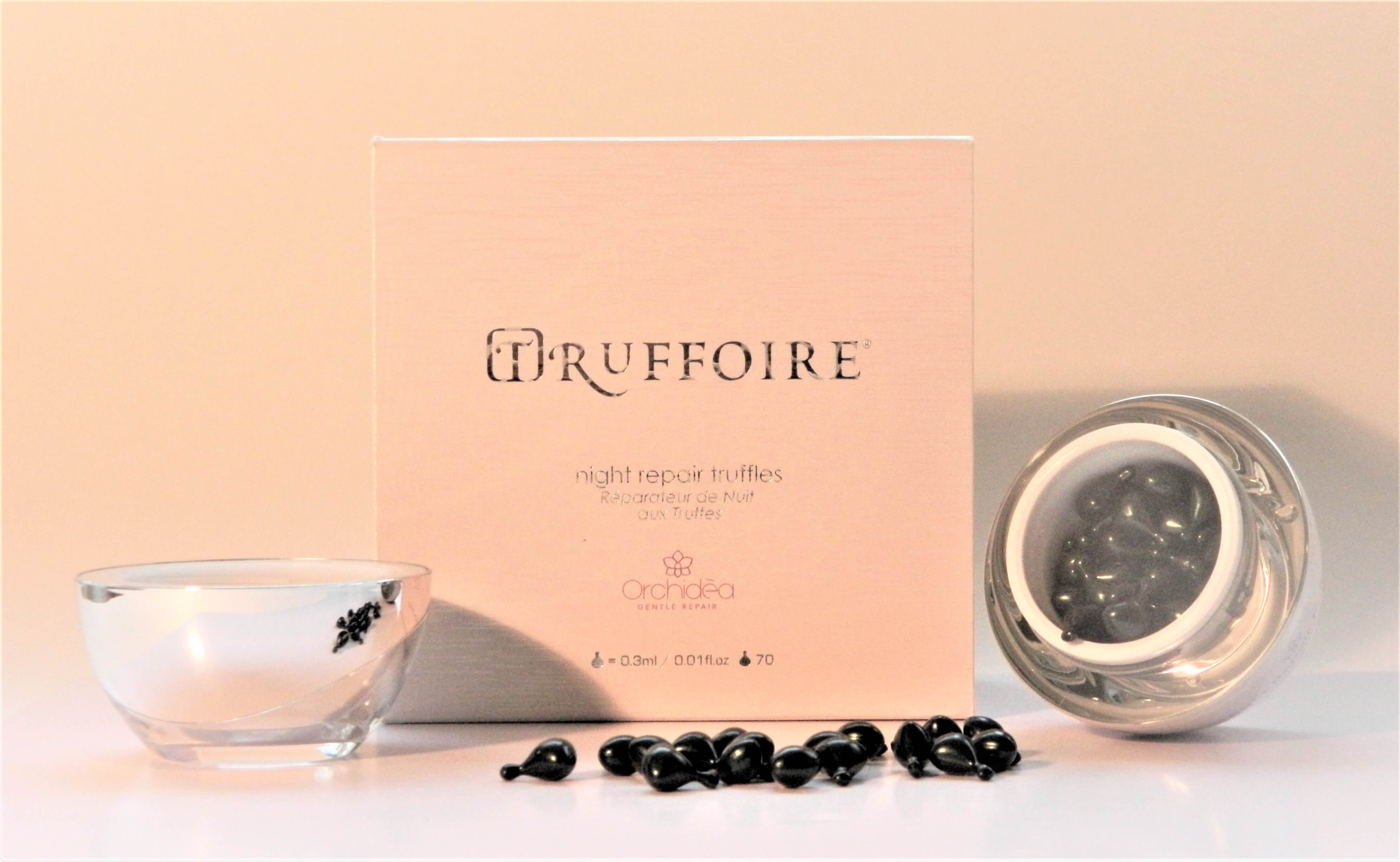 Truffoire skincare capsules in front of box