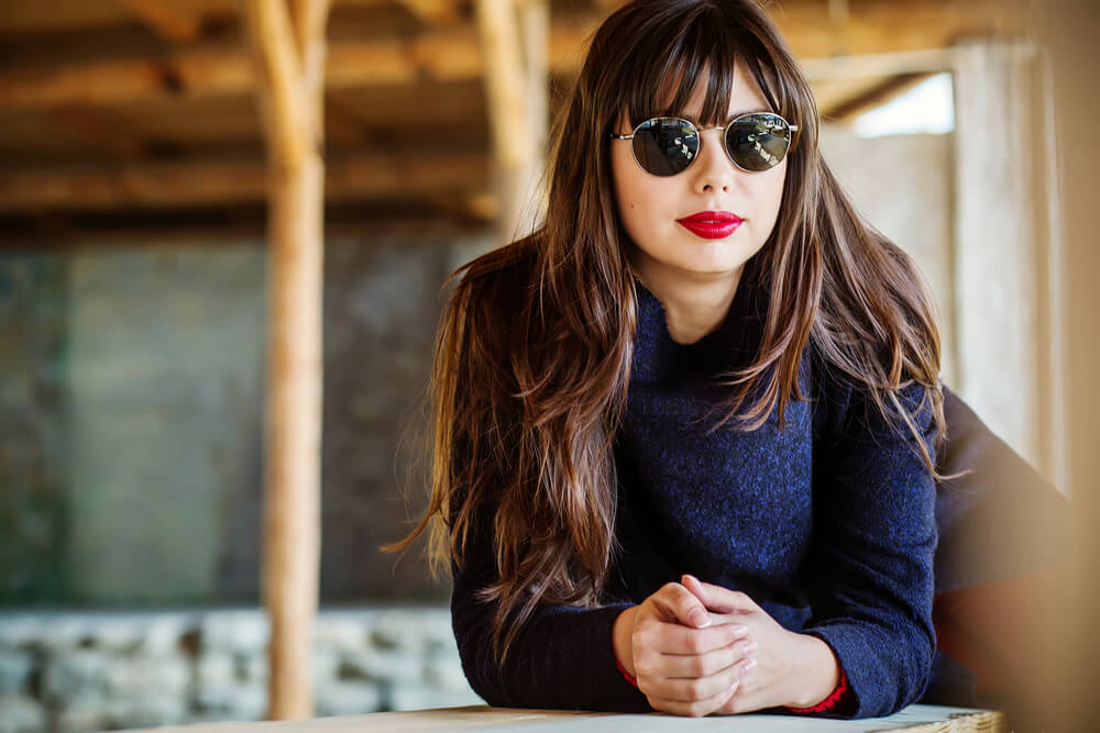 Woman with bangs and long hair