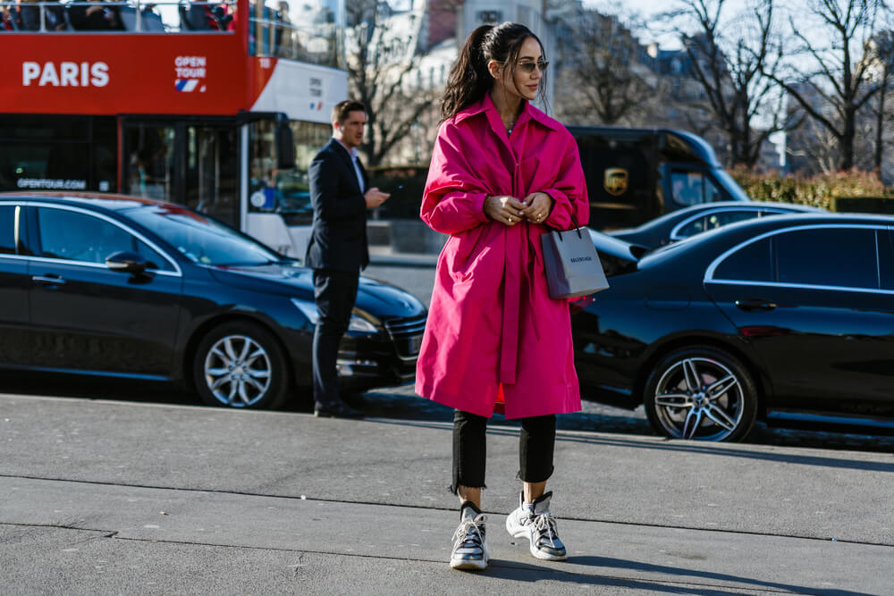 Woman in pink jacket