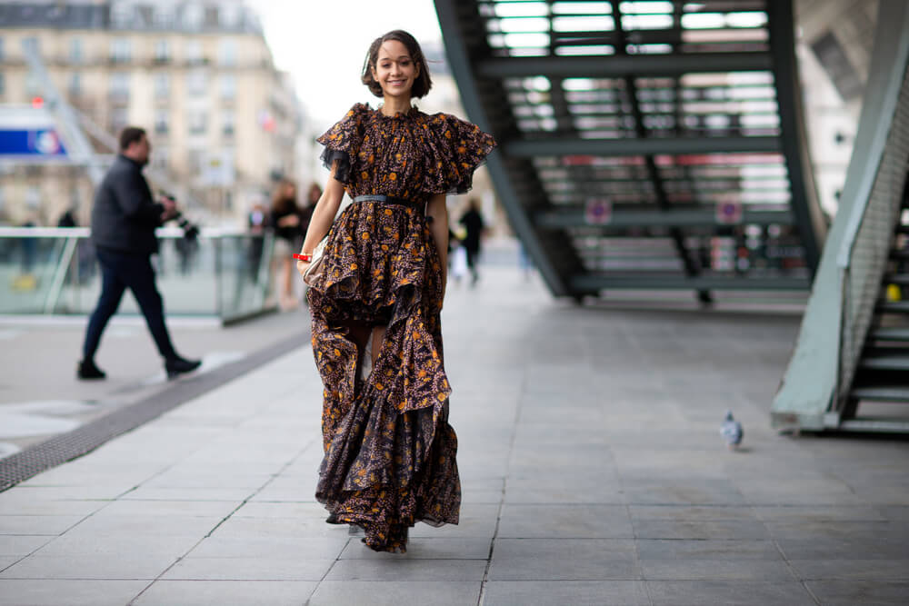 Woman in maxi dress