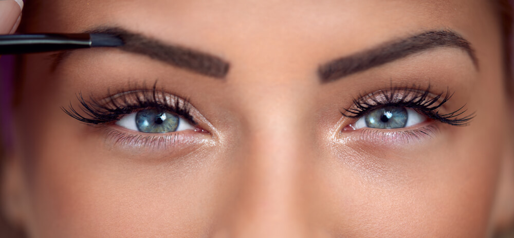 Woman with glossy eyeshadow