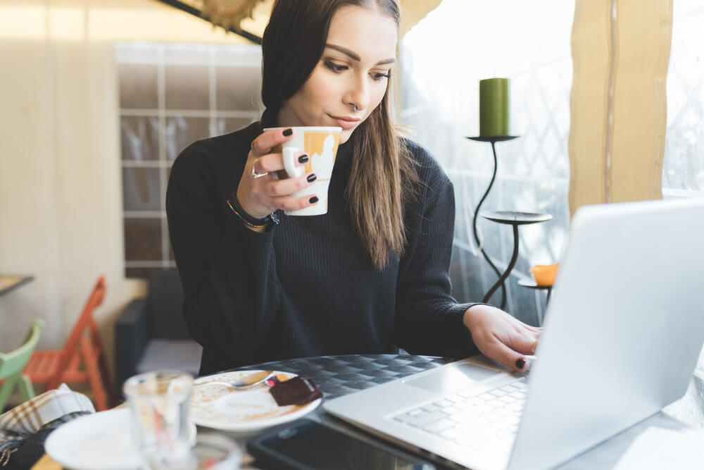 Woman using laptop