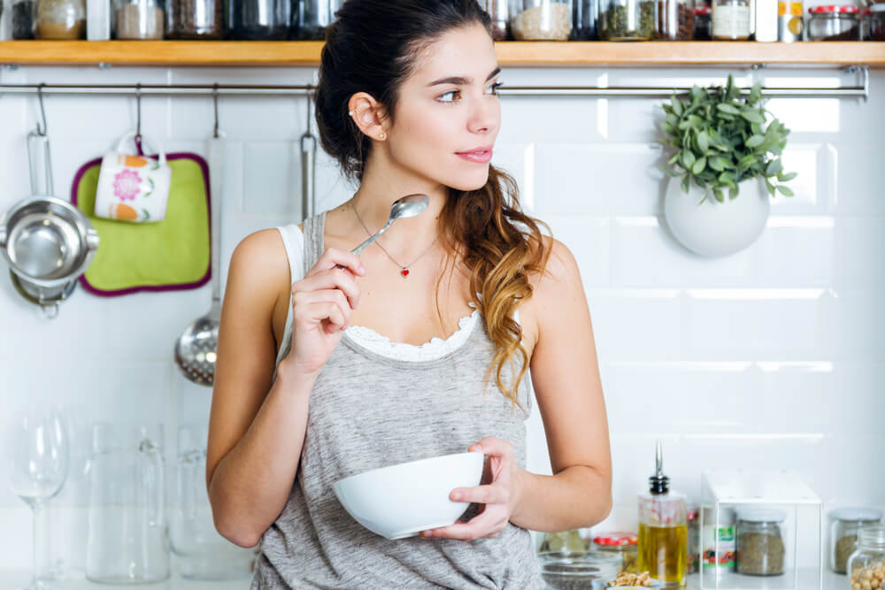 Woman eating healthy food