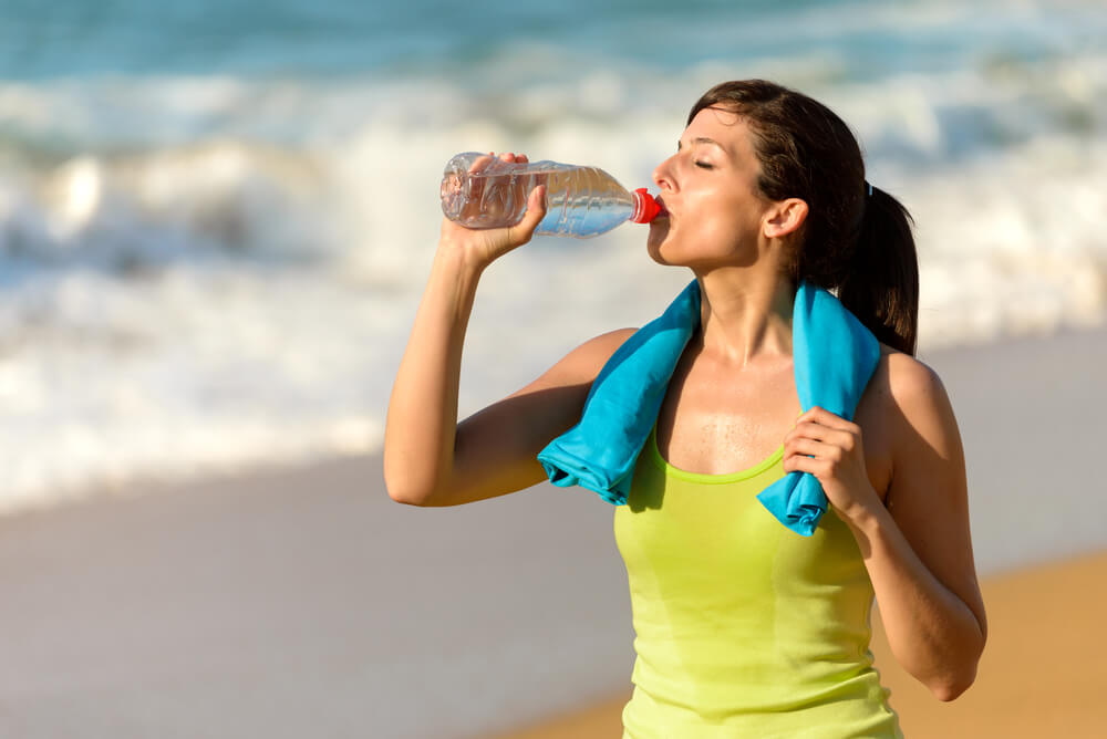 woman drinking water