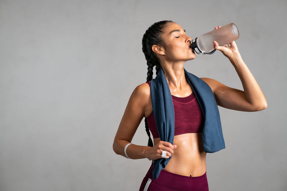 woman drinking water