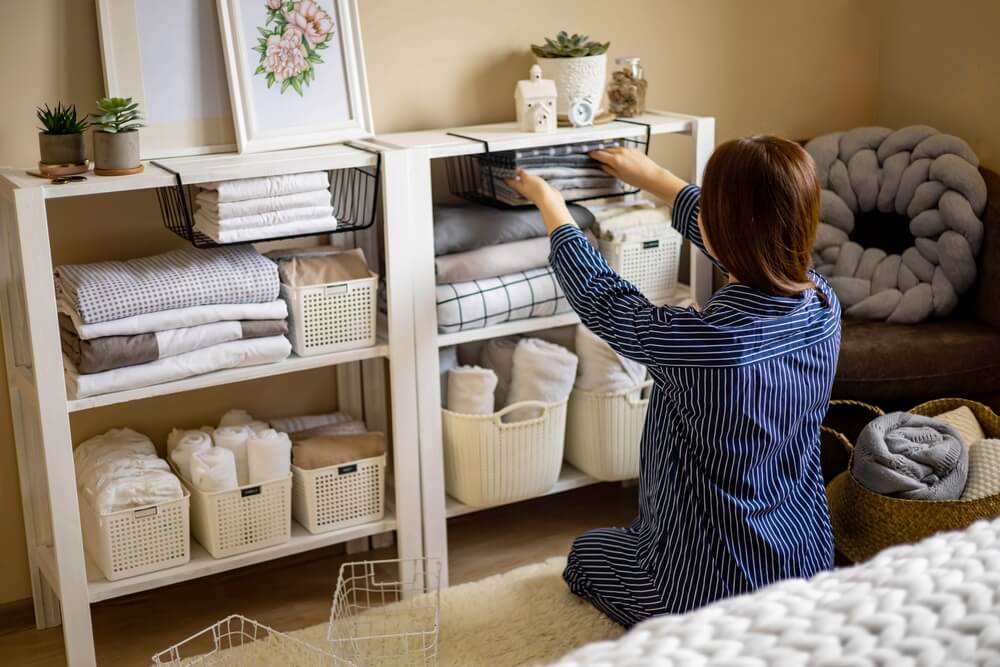 woman organizing