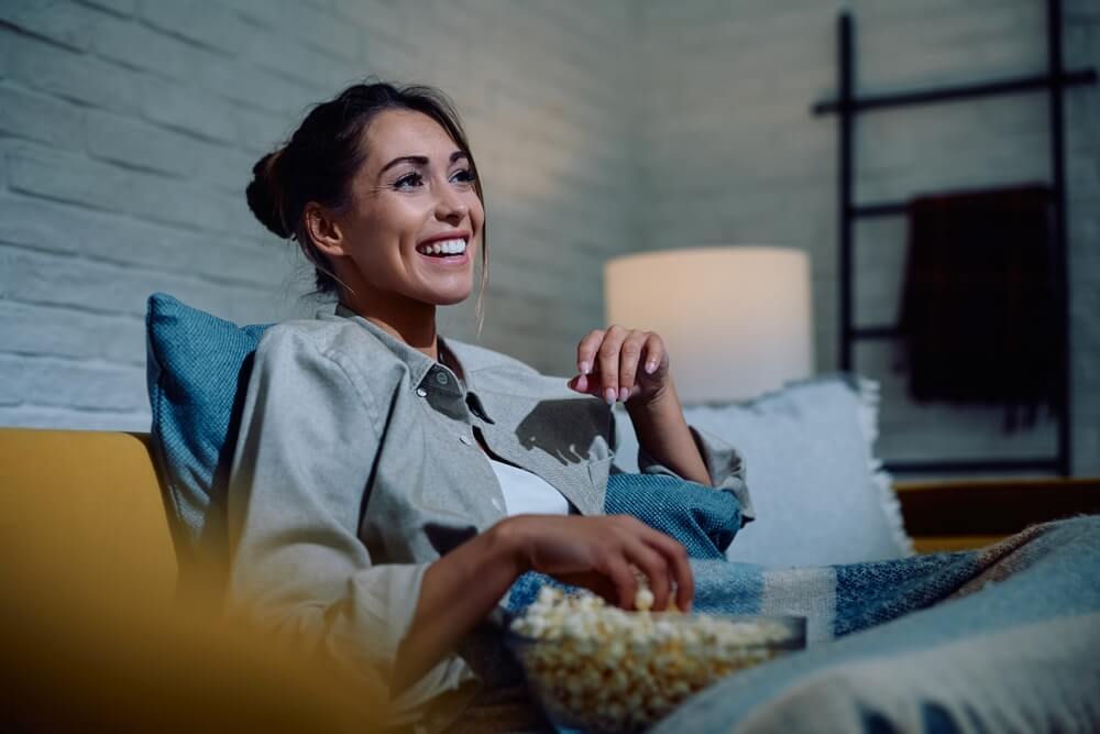 woman watching tv