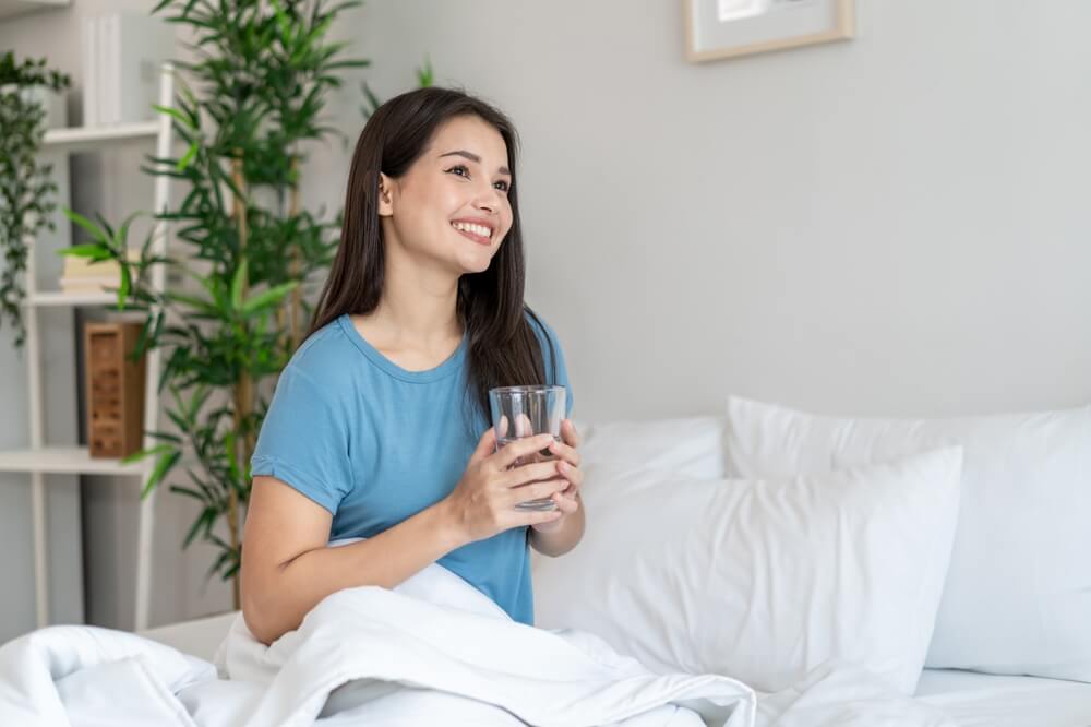 woman drinking water