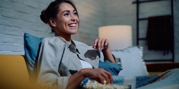 woman watching tv